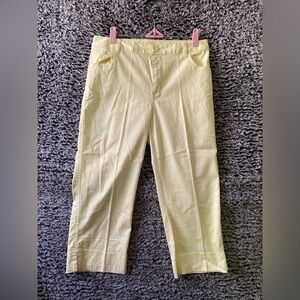 Sonoma Light yellow Capri Sz 6P Front Pockets Button Accents Belted Cotton Blend